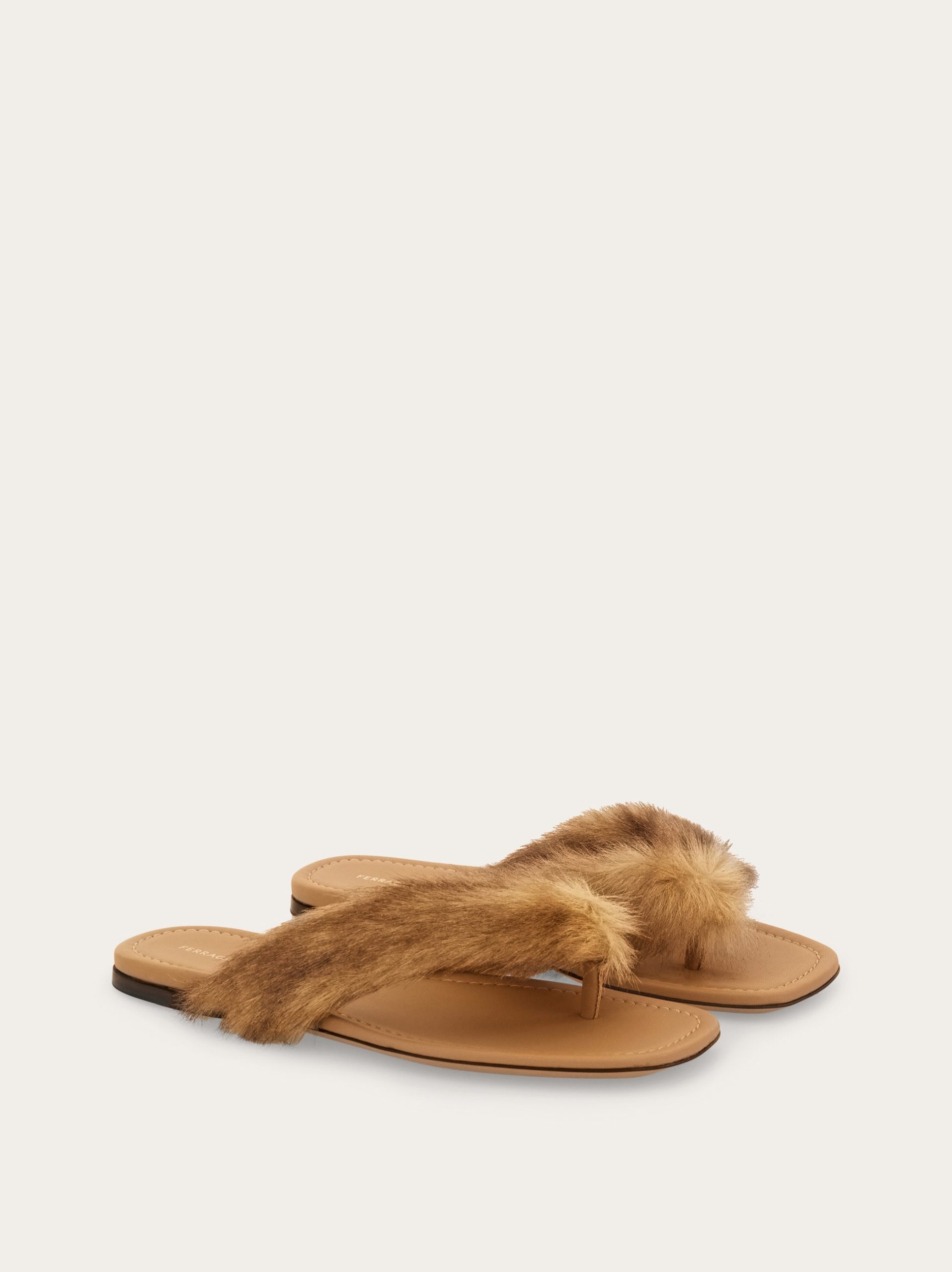 Ferragamo Thong sandal with fur detail - Image 6